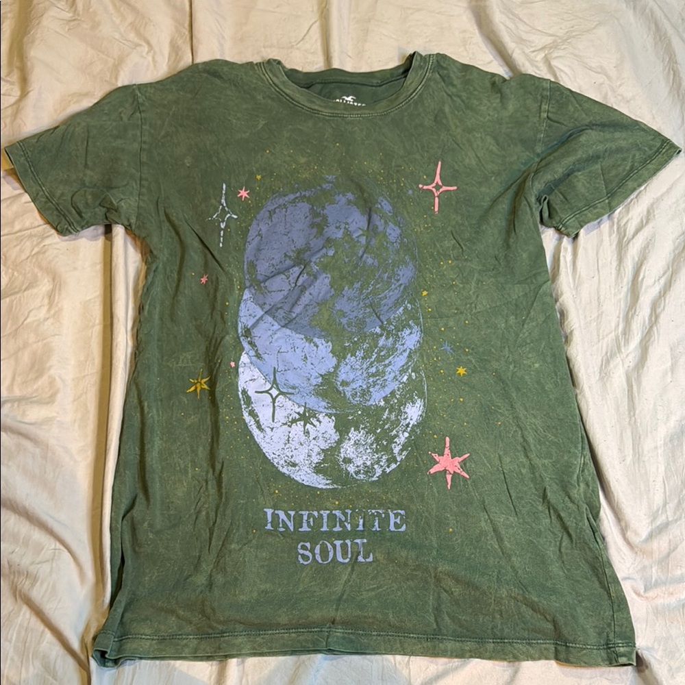 Green Graphic Tee with Cosmic Design
